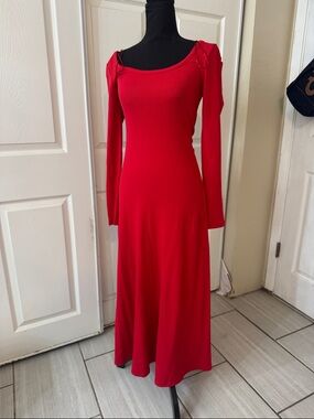 Old Navy Red Long Sleeve Scoop-Neck Maxi Dress
